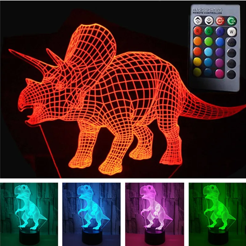 

3D Animal LED Night Lights Toy Dinosaur With 7 Colors Light Touch Switch Rainbow Color Change Table Desk Lamp toy