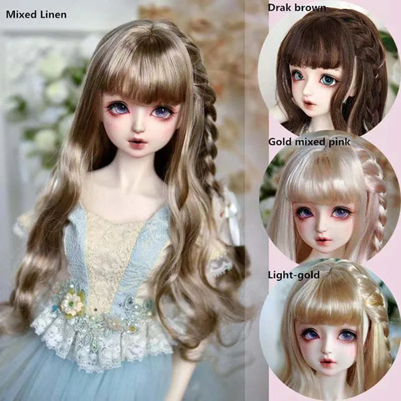 BJD/SD Doll Wig 1/3 1/4 1/6 With Multicolor Pink Blonde Brown Curly High Temperature Fiber Doll Wig Doll Accessories Girl Gift baby blonde curly wig kids headwear girl coronet light yellow hair accessories for child accessories boy headdresses ornaments