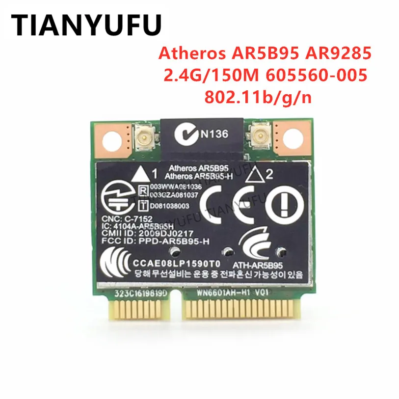 Сетевая карта Wi-Fi адаптер беспроводной 150M 802.11b/G/N половинная мини PCI-E для HP Atheros AR5B95