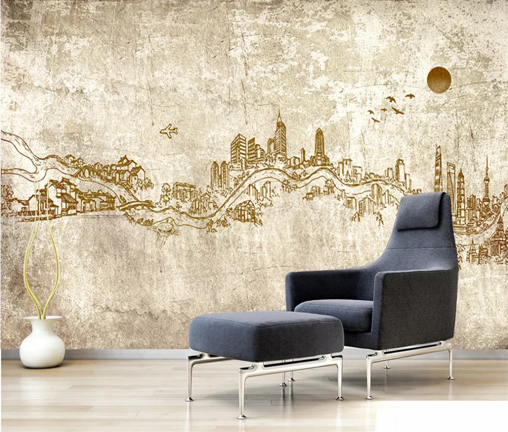 Custom 3d wallpaper mural Nordic minimalist abstract ink art city building background wall milofi custom wallpaper mural marble nostalgia travel around the world poster earth classic building background wall