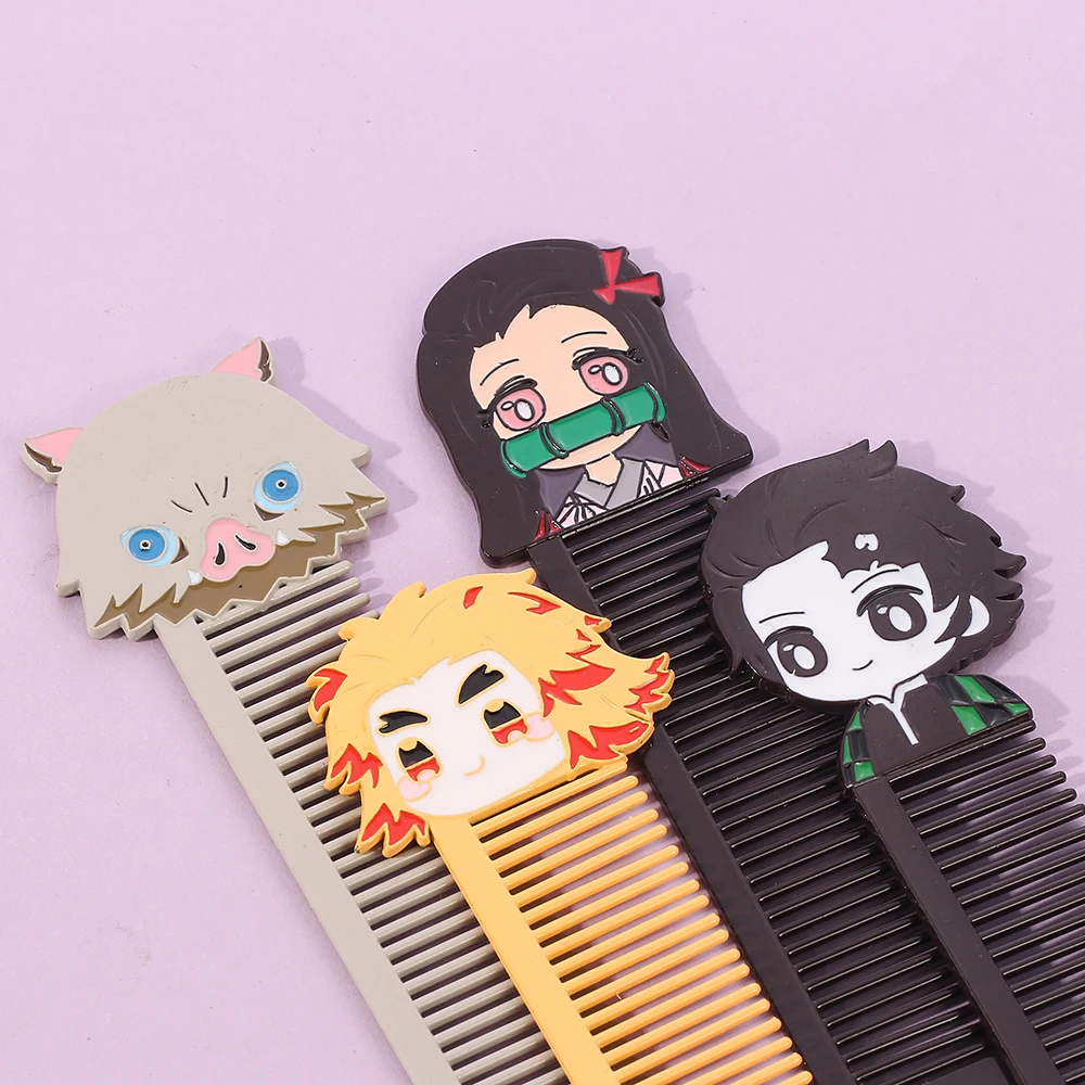 Hair Brush Women Anime Cosplay Demon Slayer Mini Metal Comb Anti-static Hairdressing Beauty Tools Salon Accessaries Decoration 4