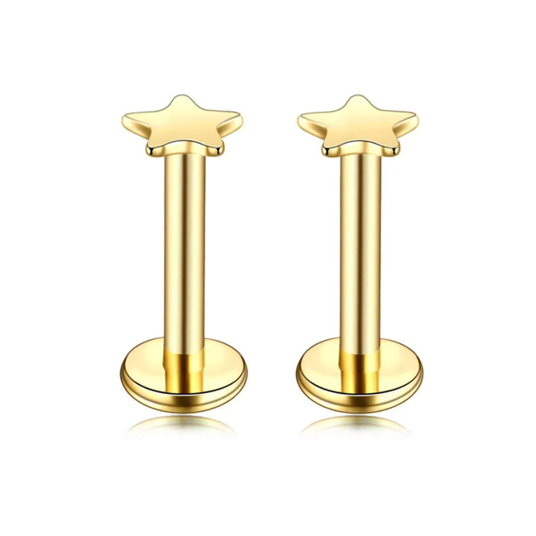 Zircon Crystal Labret Lip Piercing Jewelry For Women Men Punk Sexy Star Heart Stainless Steel Piercing Ear Cartilage Tragus