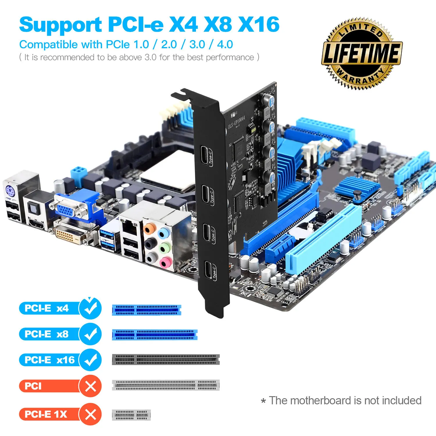 carte pcie vers usb avec bande passante convertisseur ports de type puce pour usbc