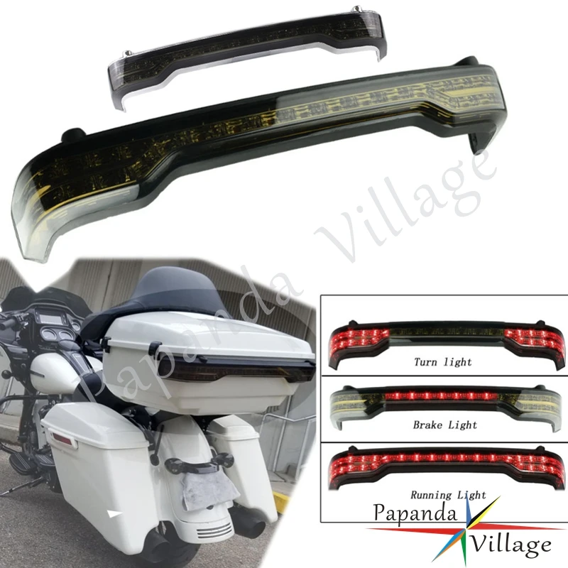 Motorcycle Smoky Running Turn Brake 3 In 1 LED Taillights For Harley Touring Tri Electra Glide Ultra Classic 14-18 Rear Lights