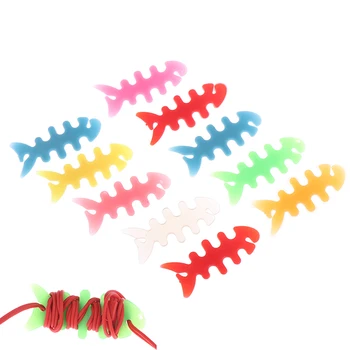 

10pcs High Quality Silicone Plastic Fish Bone Headphone Earphone Cord Wire Rubber Cable Winder Holder Data Cable Organizer