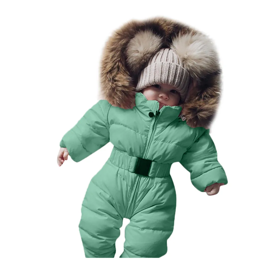 Милый детский зимний комбинезон; зимний комбинезон для маленьких мальчиков и девочек; комбинезон-жакет с капюшоном; комбинезон; теплое плотное пальто - Цвет: GN