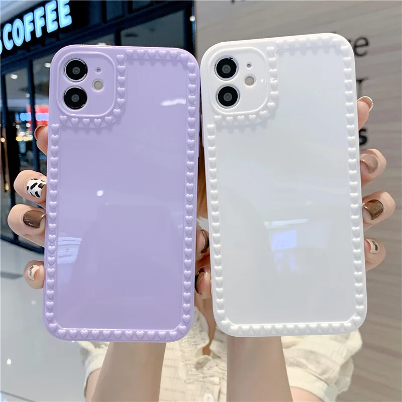 Защитный чехол для телефона с сердечком iPhone 11 12 Pro SE 2 7 8 6 6S Plus X XR XS Max яркий цвет