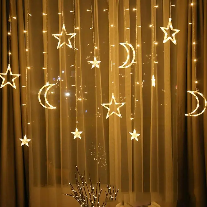 Светодиодный светильник с Лунной звездой, Рождественский светильник, s украшение, праздничный светильник, s занавес, лампа, Свадебный неоновый фонарь, 220 В, сказочный светильник