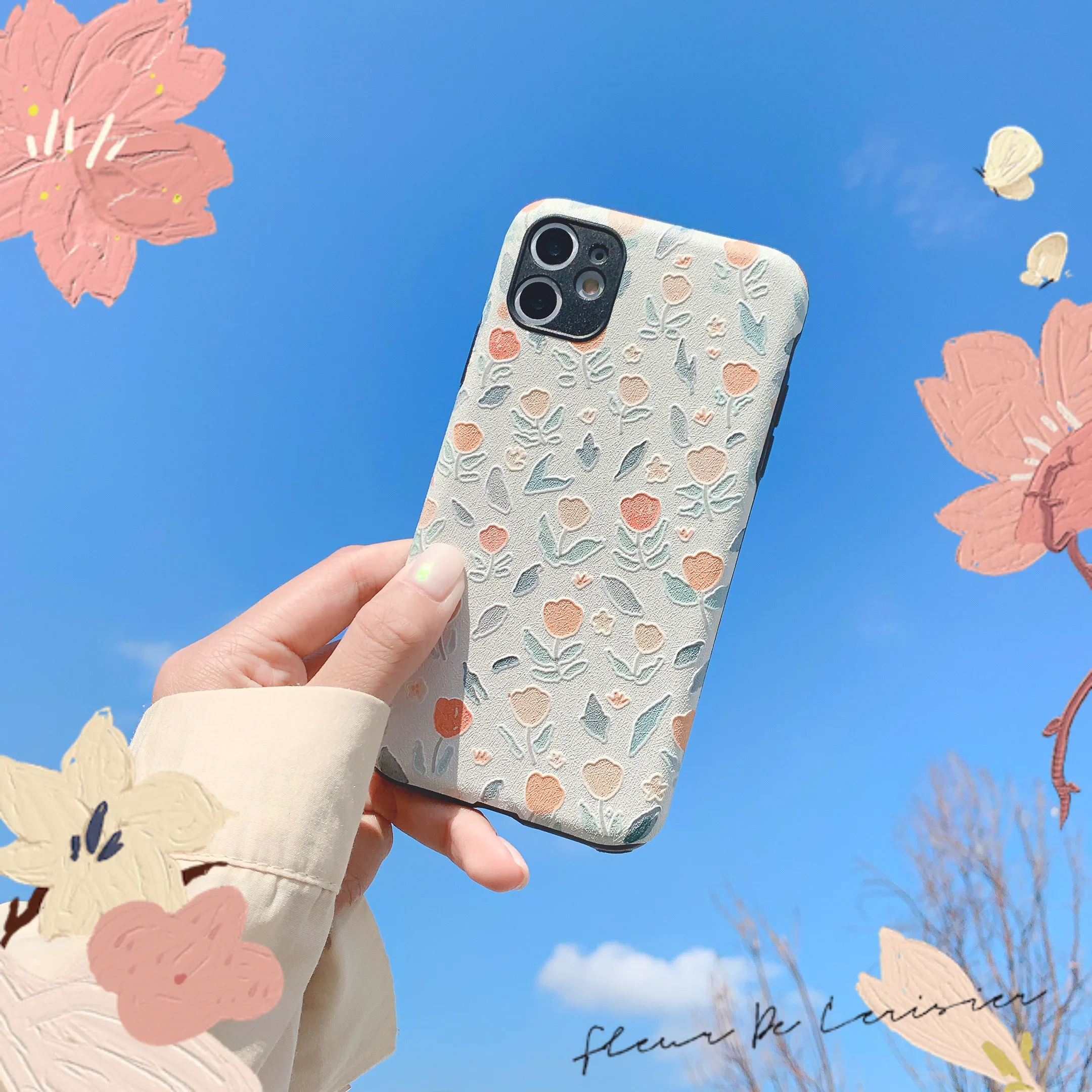 

For Apple iPhone 11 Pro Max Case Luxury 3D Silk Flowers Matte Phone Cover iPhone X XR XS Max 8 7 6S 6 Plus Back SE 2 2020 Cases