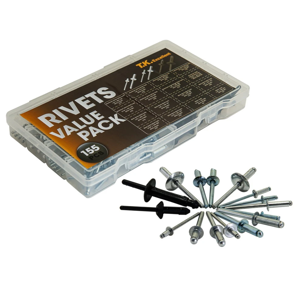 Multiple Sizes Blind Rivets Aluminum Steel, Nylon Pop Rivet Assortment