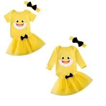 Новинка года; комплекты одежды для маленьких девочек; комплект из 3 предметов: комбинезон с рисунком+ Кружевная юбка-пачка+ повязка на голову