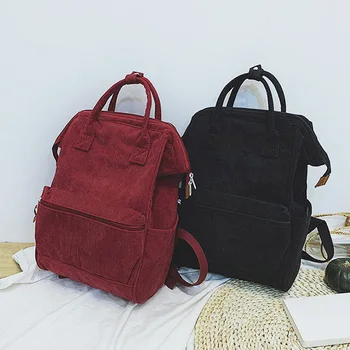 

Corduroy Backpacks For Women 2019 Mochila Fashion Winter Casual Style Ladies Solid Color Back Pack For Teen Girls Dropshipping
