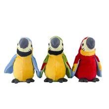 Bonito elétrico falando papagaio brinquedo de pelúcia falando registro repetições acenando asas electroni pássaro recheado brinquedo de pelúcia como presente para crianças