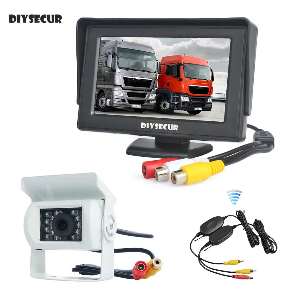 DIYSECUR 4 3 дюймов Автомобильный монитор заднего вида IR CCD резервная камера Система