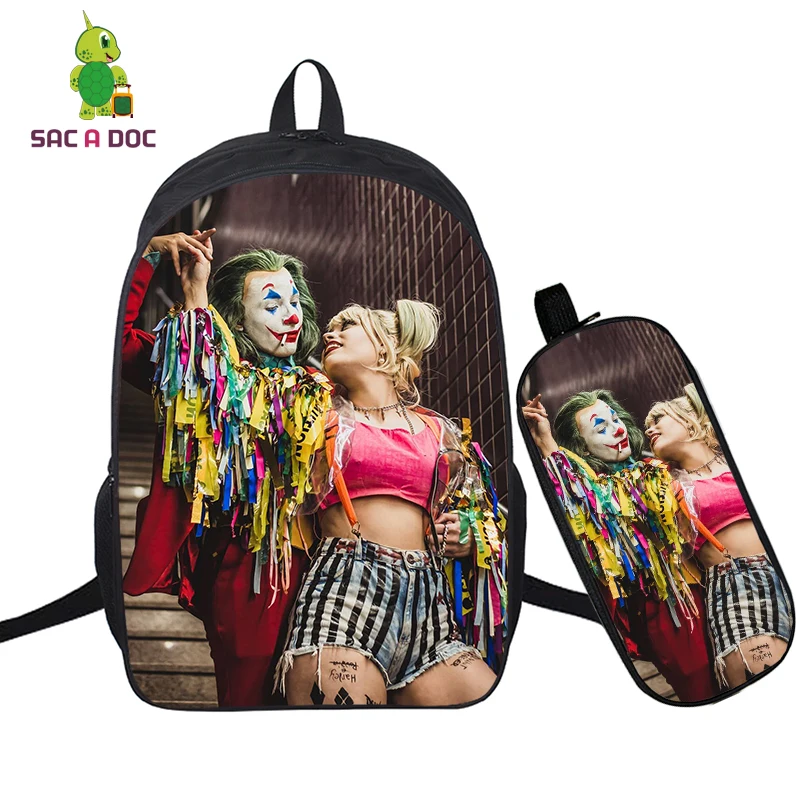 Рюкзак для девочек подростков Mochila Harley Quinn 2 шт./компл. школьные ранцы чехол