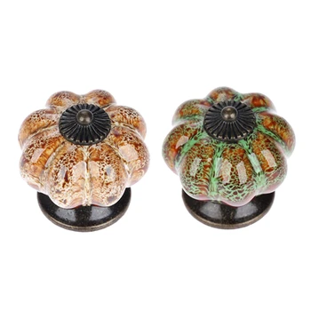 

20Pcs Ceramic Knobs with Colorful Knobs and Pumpkin Handles Drawer Ceramic Pulls for Cabinets, Kitchen ( Green&White)