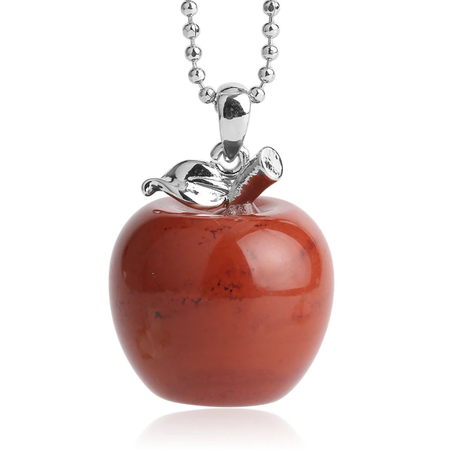 Ожерелье с кулоном-яблоком из натурального камня для женщин и девочек, ожерелье из кварцевых бусин и кристаллов, модное очаровательное женское ювелирное изделие
