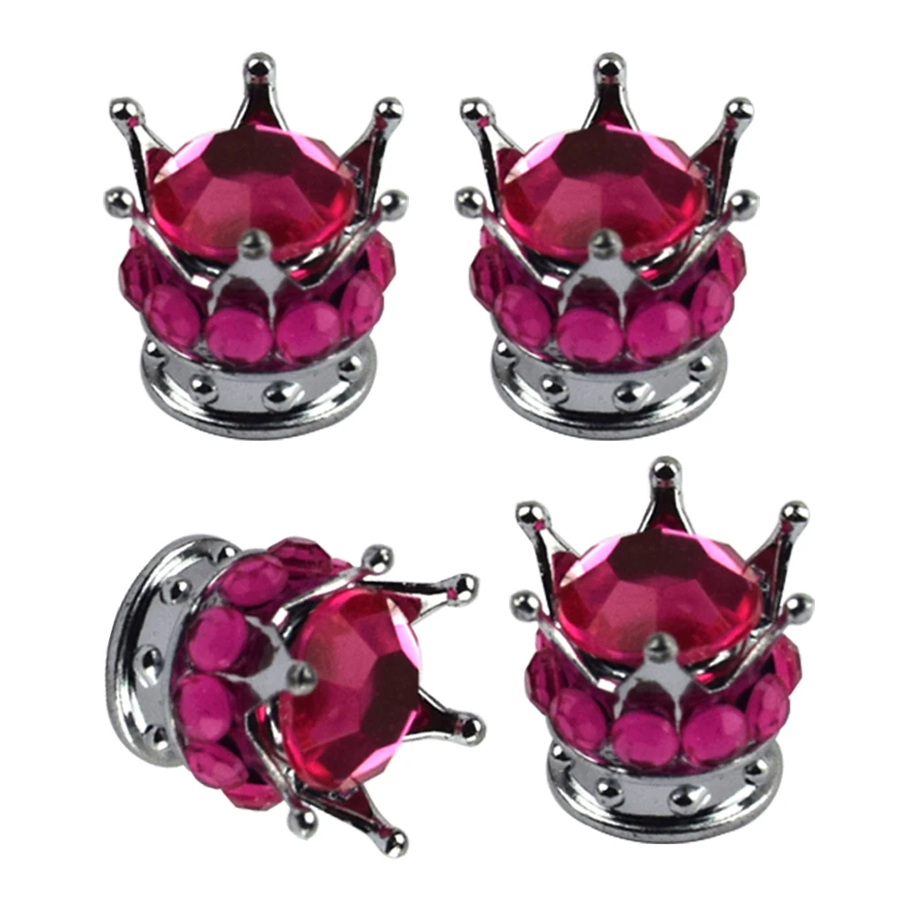 4 Silver Crown Coral Bling Diamond King Queen Tire/Wheel Valve Stem Cap Car