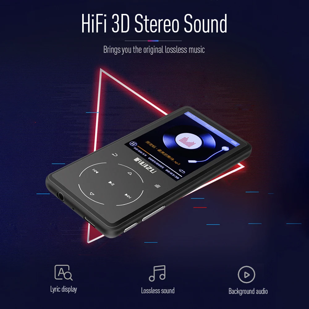 RUIZU D16 MP3 плеер 8G/16G хранение 2,4 дюймов HD цветной экран сенсорная кнопка BT4.0 HiFi MP3 музыкальный плеер Поддержка FM радио TF карта