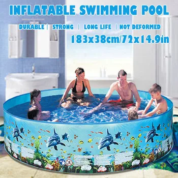 

72inches Portable Outdoor Children's Bathing Pool Children's swimming pool Blow Up Pool for Family Kids Backyard Foldable MA2