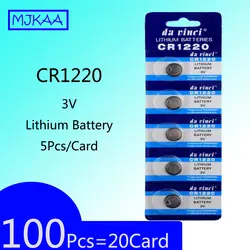 100 шт. = 20 карт CR1220 3V литиевая батарея таблеточного типа для Батарея плоский круглый аккумулятор батареи DL1220 BR1220 LM1220 для часы электронные