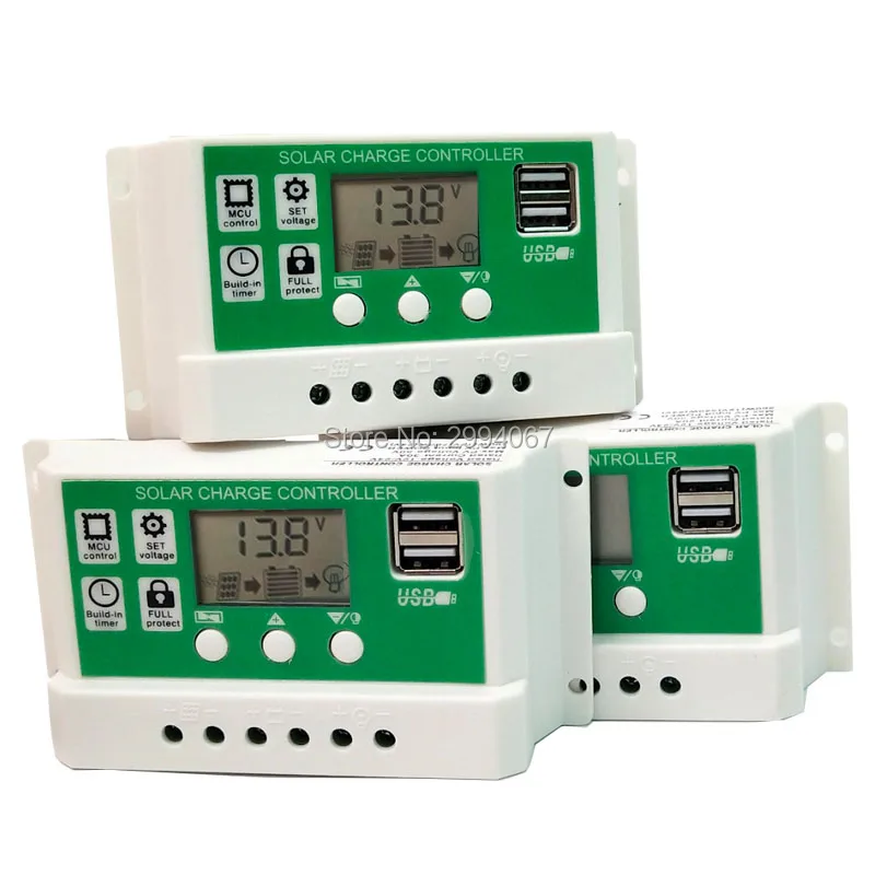PWM контроллер заряда батареи 30A/20A/10A 12v24v солнечной PV регулятор для свинцово