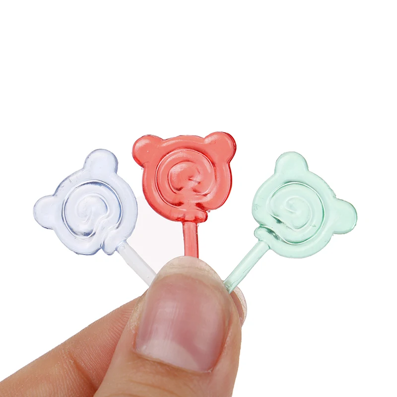 6Pc Bear Shape Lollipop Simulation For Dollhouse Miniature Toy Doll Mini Resin Food Kitchen Livingroom Supplies 1:12 Scale