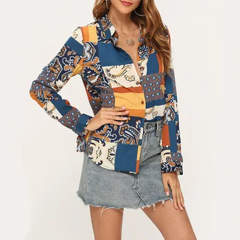 

Women's Tops and Blouses Vintage Plaid Pattern Long Sleeve Casual Spring Shirts Harajuku Loose Paper Button Blusas Femininas