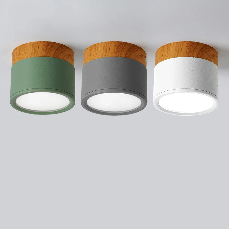 LED Downlight dimmable 5W 7W 9W12W15W Nordic wood modern Led surface mounted ceiling light spotlight interior decoration light