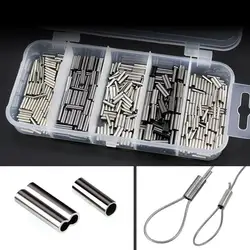 300-500pcs/Box Single/Double Barrel Crimping Sleeves Fishing Line Wire Leader Round Copper Tube Connectors Mixed Copper Tubes