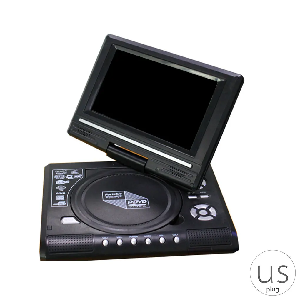  Portable DVD Player 270 Degree Rotation Screen HD Video Player Travel Mini DVD Playing Device US/UK