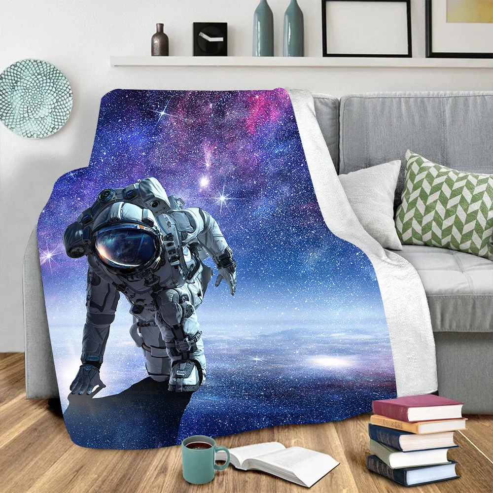 

Galaxy Astronaut 3D Printed fleece blanket for Beds Hiking Picnic Thick Quilt Fashionable Bedspread Sherpa Throw Blanket 03