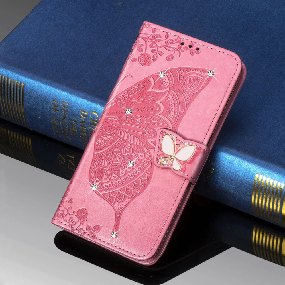 Кожаный флип чехол с бабочкой для Honor 30i 20 s 8s 9c 9x 10x 10i 9a 7a телефона Huawei P30 Pro P20 P40 lite E Y7