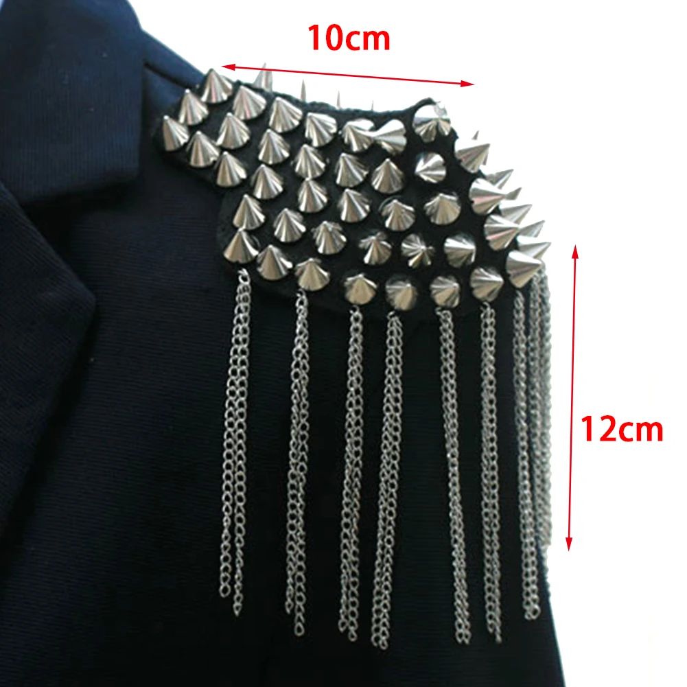 1 пара аксессуаров Epaulette значки на плечо брошь заклепки кисточка цепочка жакет Вечеринка сцена представление панк стиль винтаж