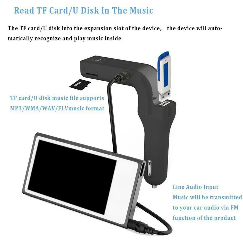 Bluetooth автомобильный комплект Hands-free fm-передатчик Радио MP3 плеер USB зарядное устройство и AUX ZZ автомобильный комплект прикуривателя