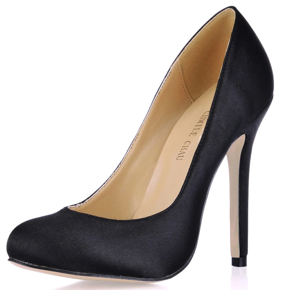 

Spring Autumn Satin 12cm High Heel Pumps Fashion Women Stiletto Thin heel Round Toe Sexy Bridals Party Dress Lady Shoe 3c-a7