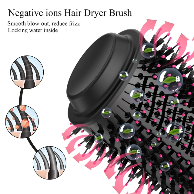 1000W Hair Dryer Hot Air Brush Styler and Volumizer Hair Straightener Curler Comb Roller One Step