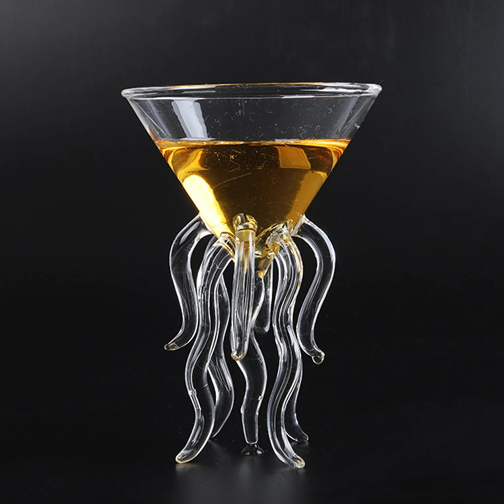 100ML Creative Octopus Cocktail Glass Transparent Jellyfish Cup Juice Goblet Conical Wine Champagne | Дом и сад