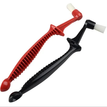 

Double Head Anti-Scald Handle Coffee Machine Cleaning Brush Spoon Cleaner For Coffee Tool Barista Home Kitchen (2Pcs Red+Black)