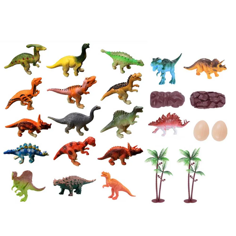 

18pcs Mini Simulation Dinosaur Figure Model w\\\/ Dinosaur Egg Tree Stone Model Educational Toys Set for Boys Kids Gifts