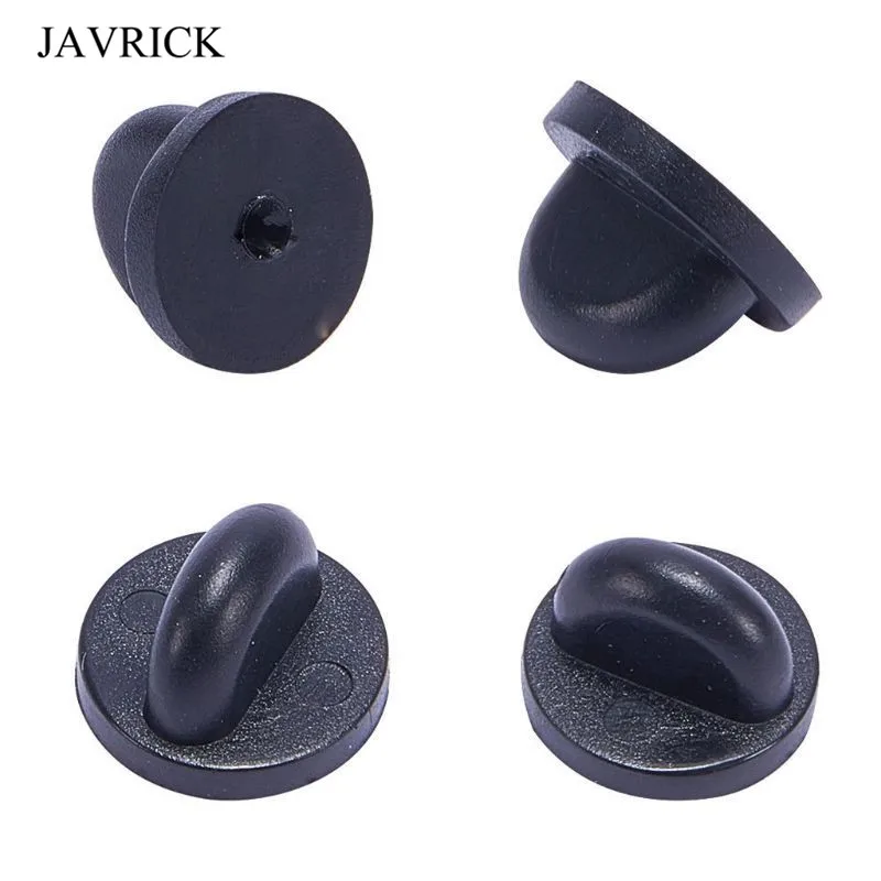 100Pcs Black PVC Rubber Brooch Pin Backs Comfort Fit Tie Tack Lapel Pin Brooch Backing Holder Clasps Jewelry Findings