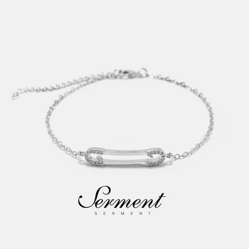 

SERMENT Fashion Simple Gilded Silvered Color Crystal Pin Bracelet 2020 New Fashion Jewelry Bracelets Bangles For Women