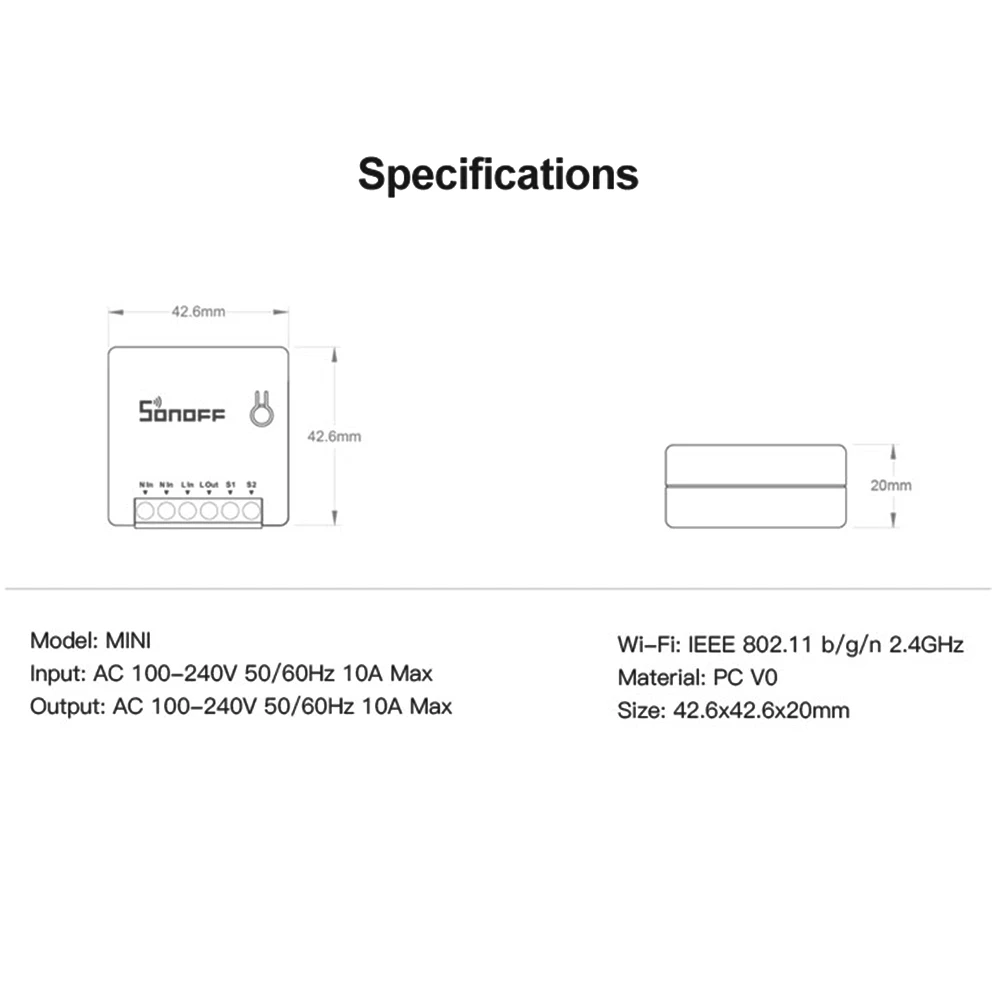 SONOFF мини WiFi переключатель умный таймер 10A 2 Way переключатель Поддержка приложения/LAN/голосового дистанционного управления DIY для автоматизации умного дома