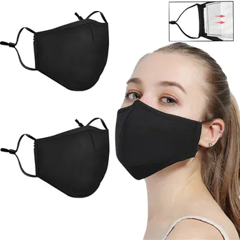 

2pcs Summer Mouth Covering Anti Haze Dust Mask Nose Filter Reusable Windproof Cotton Face Muffle Fabric Cloth Respirator#Y20