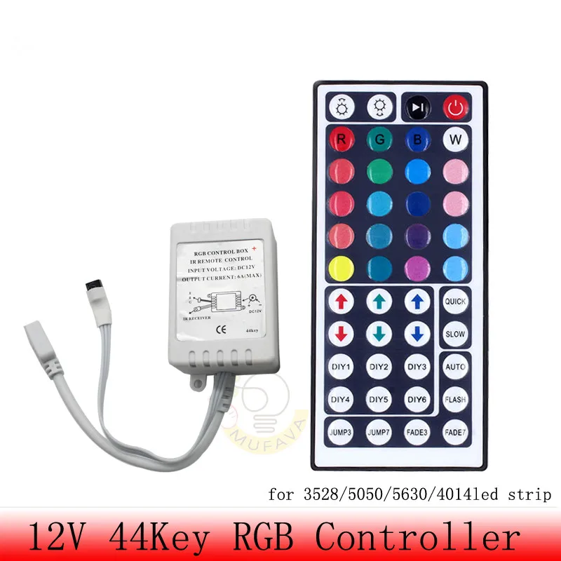 

24 keys RGB LED controller DC12V IR remote controller for SMD 3528 RGB LED 5050 44Key 2811 RGBW 40K strip luces