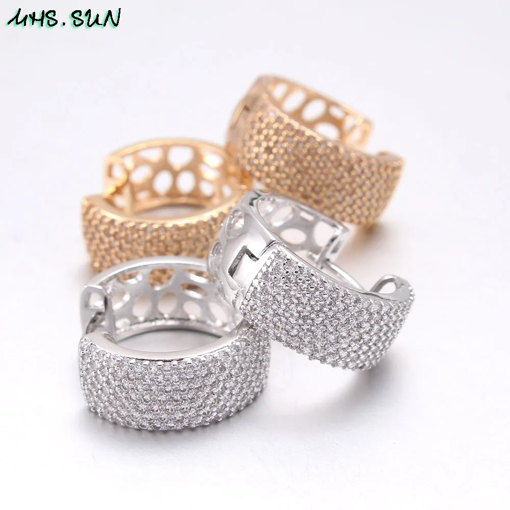 MHS. SUN Модные женские серьги-кольца, крошечный циркон, проложенные петли, серьги в винтажном стиле, серебро/золото, вечерние серьги для девушек, аксессуары для ушей, ювелирные изделия