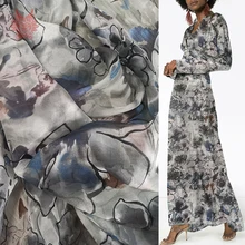 Роскошный цветочный принт шелк шифон ткань для платья чистый натуральный шелк tissu tecidos stoffen telas 6 мм SP4719