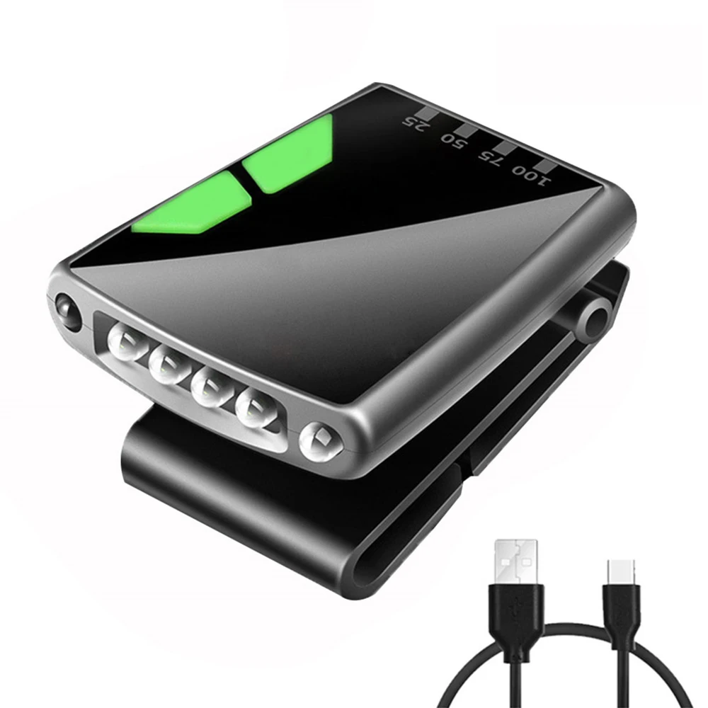 

Induction switch LED cap clip light super bright LED Headlamp Rechargeable fishing light Hat lamp comfortable to wear