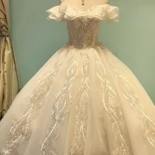 Свадебное платье с рукавами-крылышками, высокое качество, Дубай, бальное платье, красивая Кружевная аппликация с открытыми плечами, свадебное платье WX0051