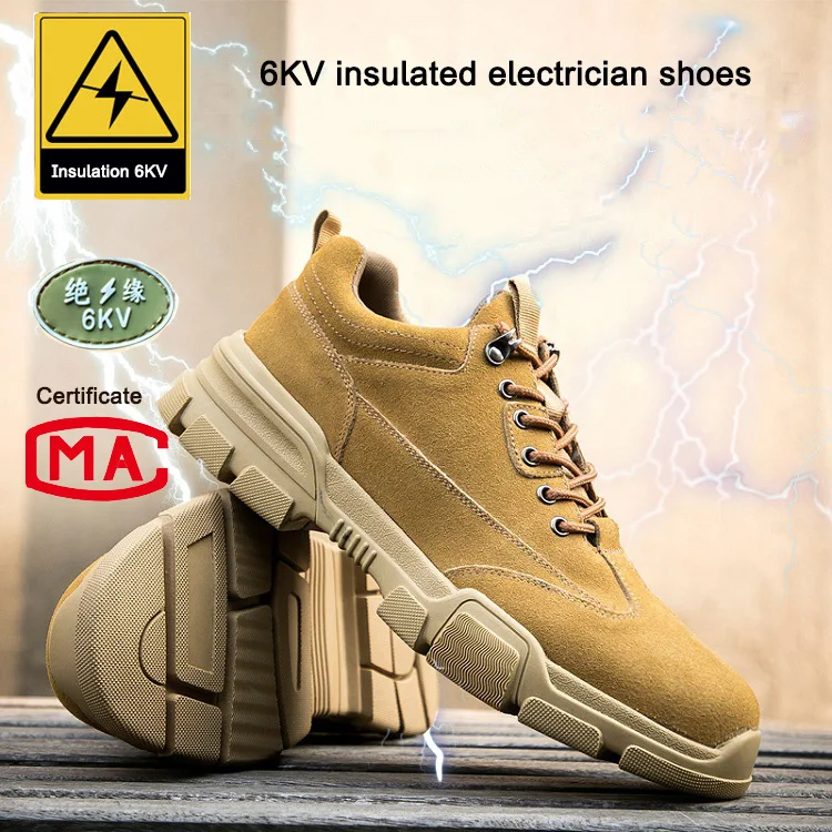 6kv Electrician Insulating Shoes Ma Certification Cowhide Welding Work Boots Rubber Sole Labor